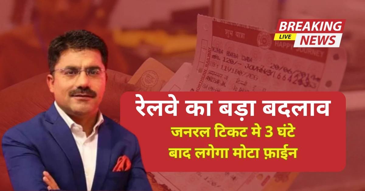 Railway Ticket Rules Change 2025: जनरल टिकट की वैधता अब सिर्फ 3 घंटे, फिर लगेगा मोटा फ़ाईन